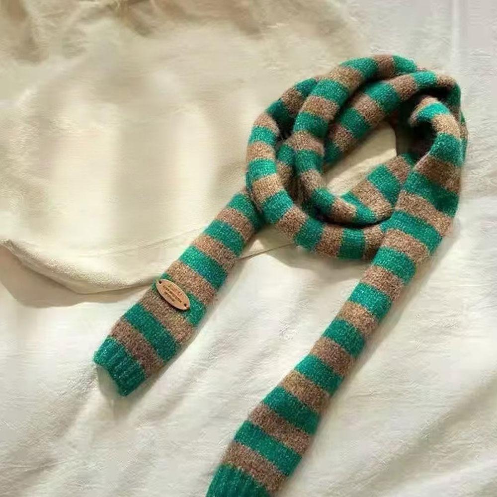 Black Grey Stripe Women Long Scarves Cotton Y2K Girl Scarf Fashion Thin Scarf  Fashion Streetwear