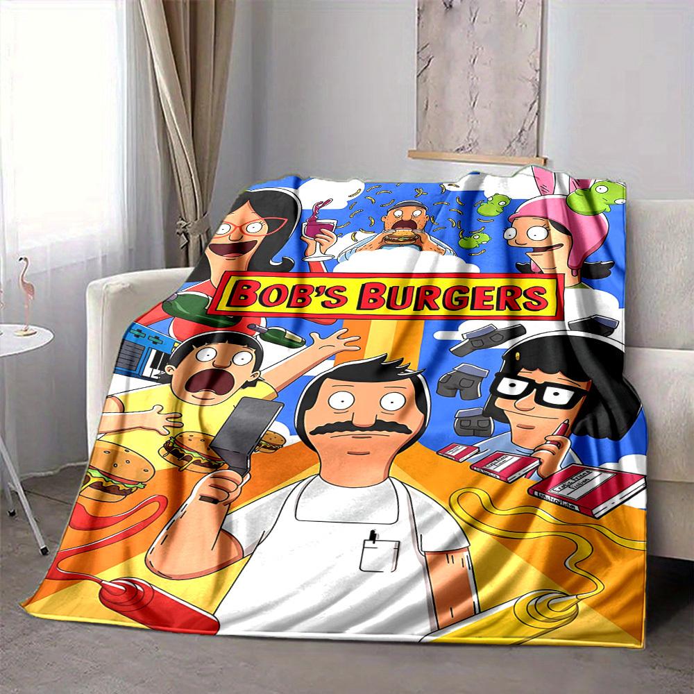 1pc Bob’s Burgers Cozy Print Blanket Lightweight Warm Flannel Throw Blanket For Sofa, Bed, Living Room