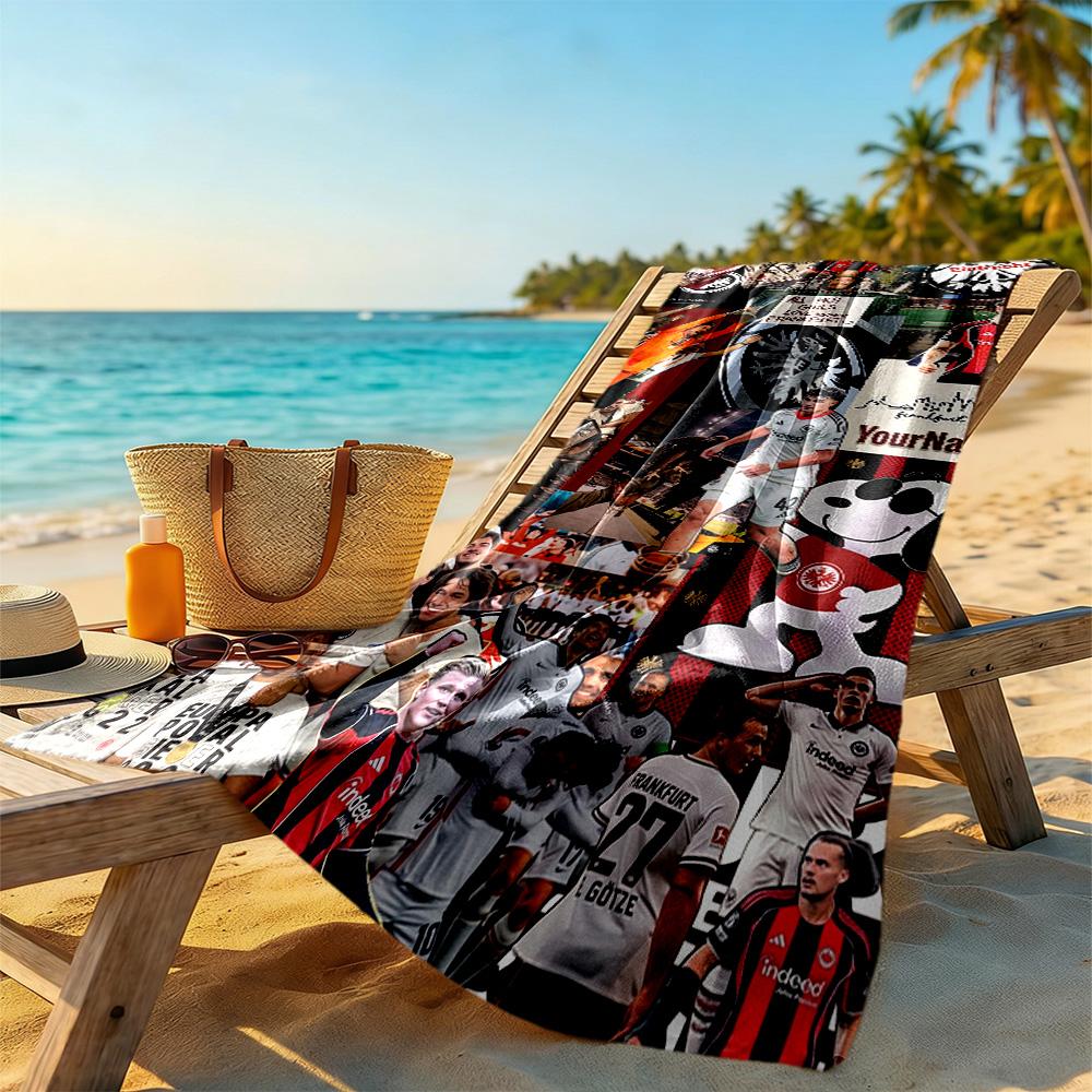Eintracht Frankfurt Customize Your Name Beach Towel Super Soft Absorbent Ideal For Travel Outdoor Swim Pool Yoga Surf Camping Hiking Gym Gift Holiday
