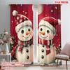 2pcs,2D Plane Printing Minimalist Curtains Cute Snowman Couple Christmas (6) Durable 100% Polyester Fabric (without Rod) Art