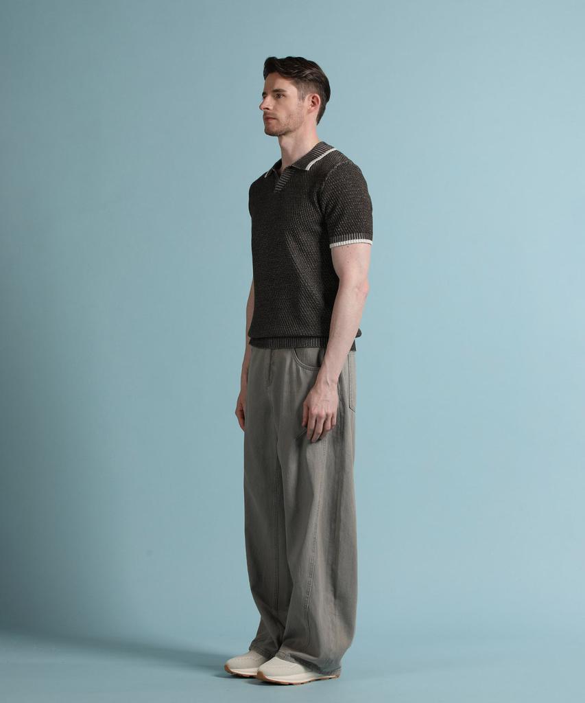 PANICALE Brown Melange Johnny Collar Polo Knit