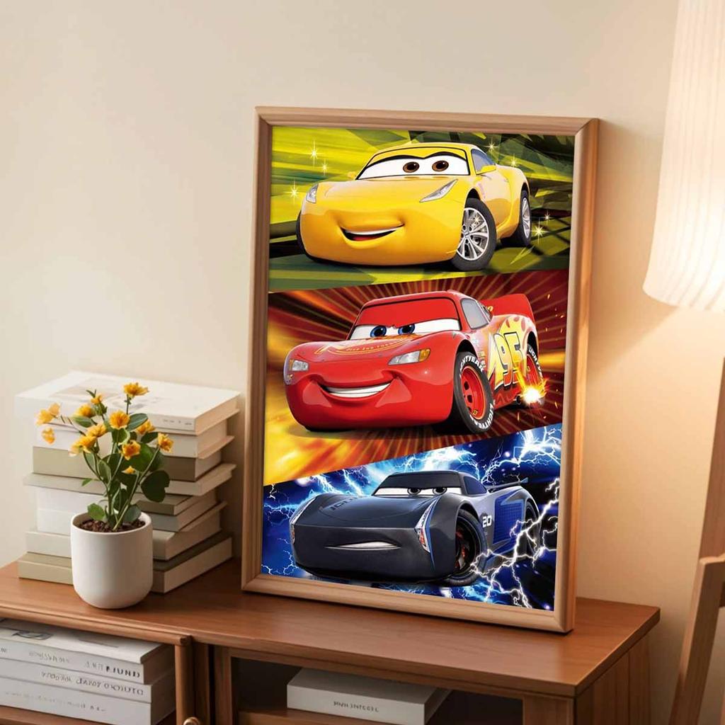 DIY Diamond Painting Three Racing Cars Cross Stitch Kit Mosaic Art Diamond Painting Full Circle Diamond Home Decoration