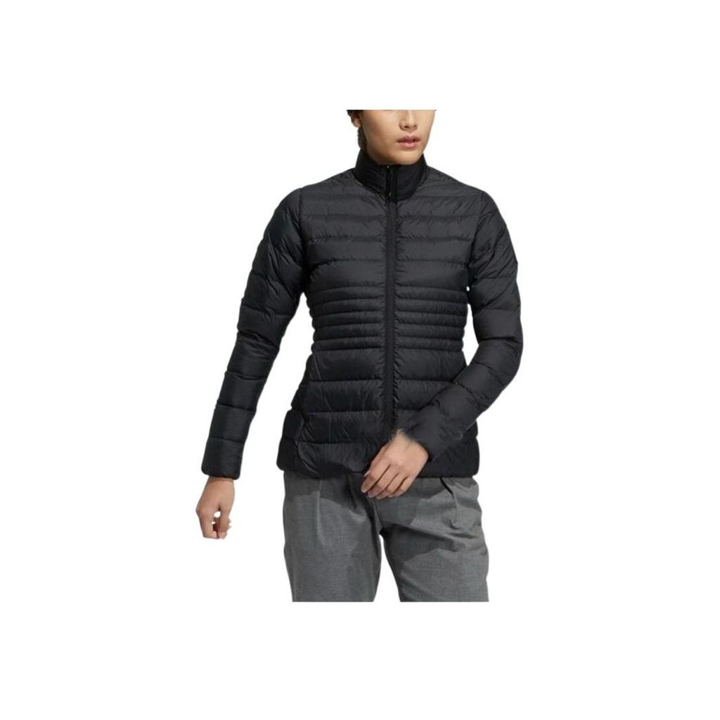 Adidas Solid Color Stand Collar Zip Short Golf Down Jacket Women Jackets Black GT3325