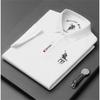 Šedé business casual polo tričko s vyšívanými detaily z nežehlivé látky