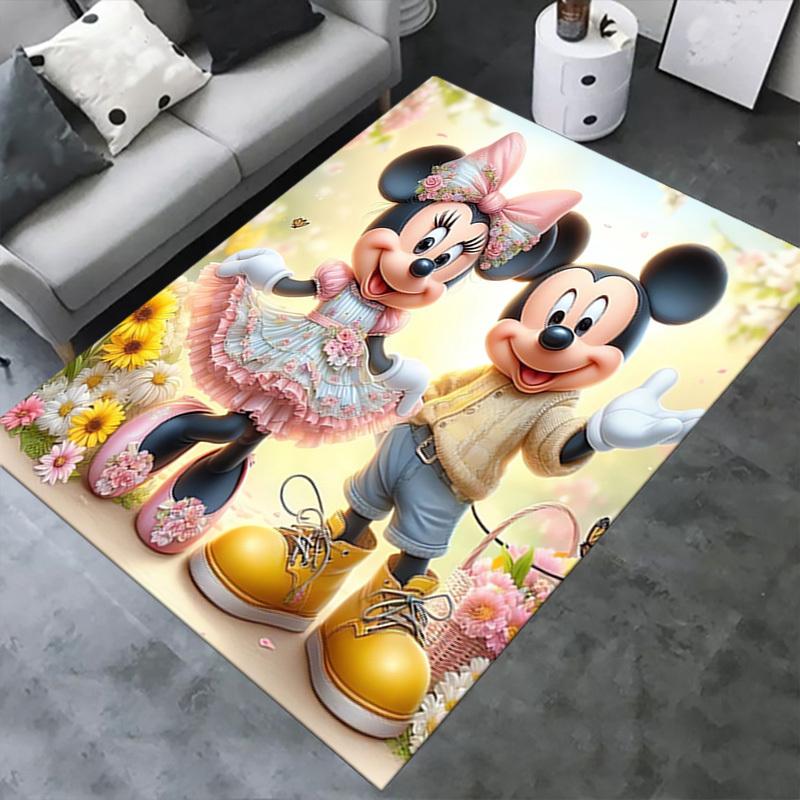 1pc Office Carpet, Under Chair Rug, Gift for Home Decor, Mickey Mouse and Minnie Mouse Floral Design