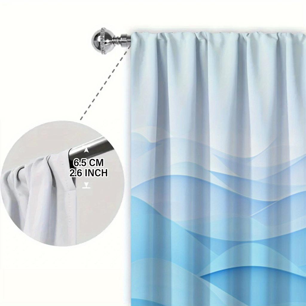 2pcs Artistic Waves Printed Curtain for Home Decor - Rod Pocket Window Treatment for Bedroom, Office, Kitchen and Living Room