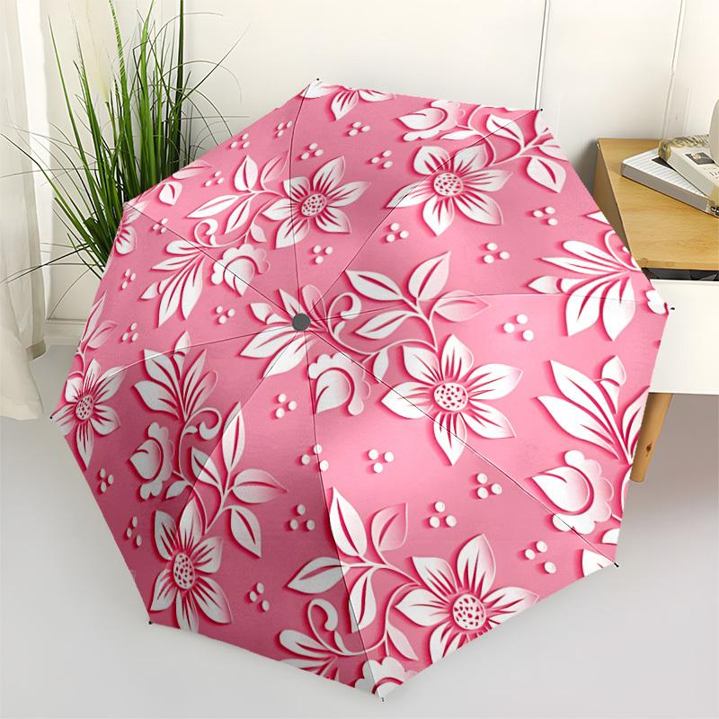 1pc Floral Pattern Automatic Folding Umbrella. Portable collapsible design, Best  birthday festival gift yy250924154
