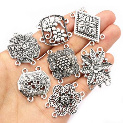 10 Stück Antiksilberfarbene Vintage-Blumenverbinder-Anhänger DIY-Schmuckherstellung Zubehör Fundstücke für Halskette Armband