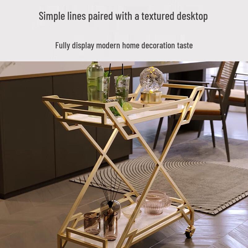Modern Gold Serving Bar Cart