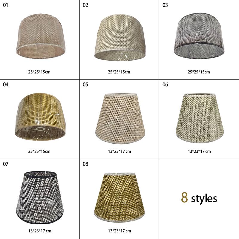 Imitation Rattan Weave Lamp Shade Handwoven Lampshade Chandelier Table Clip Drum Ceiling Lamps Floor Bedside Decor Light Cover