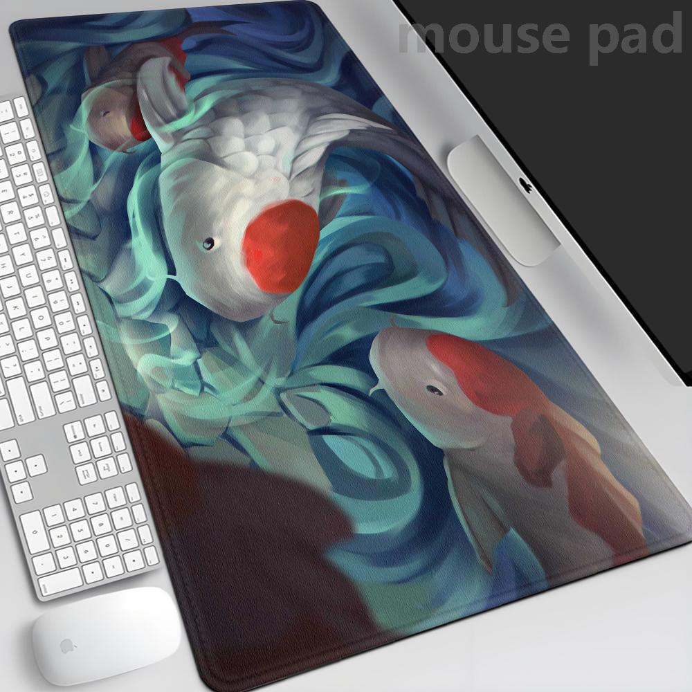 Koi Fish Mousepad Japanese Desk Mat XL boho nature mouse pad xxl extra large gaming deskmat anime aesthetics multiple sizes mats