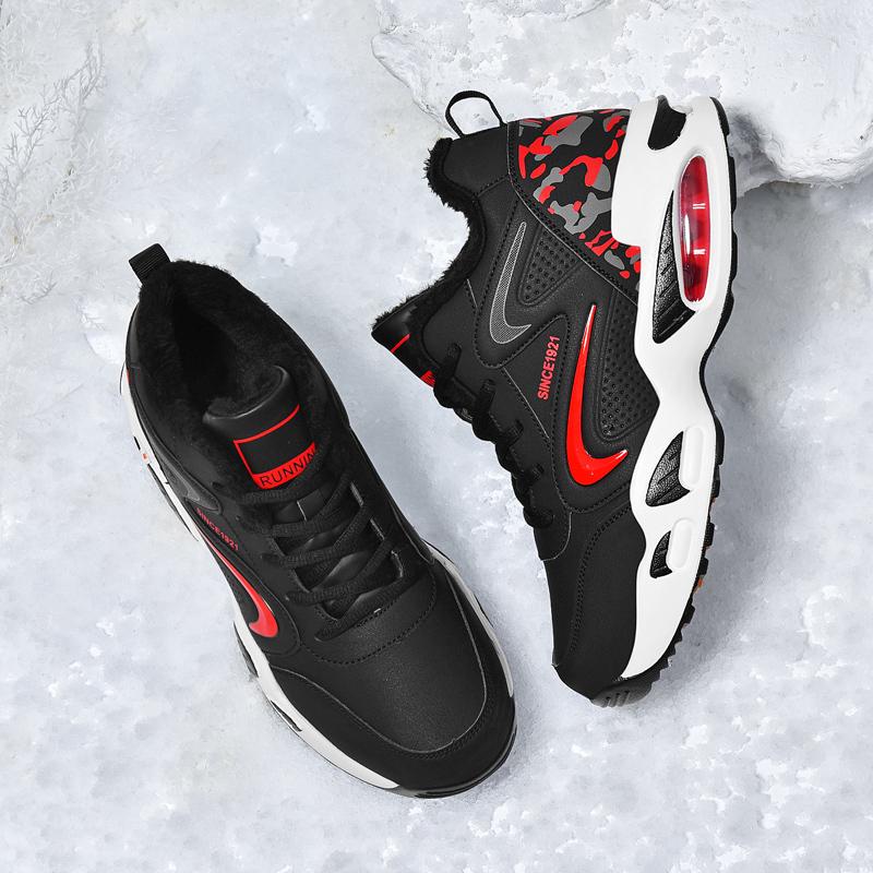 Adidași pentru bărbați Perna de aer este antiderapantă, impermeabilă, pantofi de alergare, pantofi calduroși din bumbac cu lână, pantofi de sport de iarnă pentru bărbați