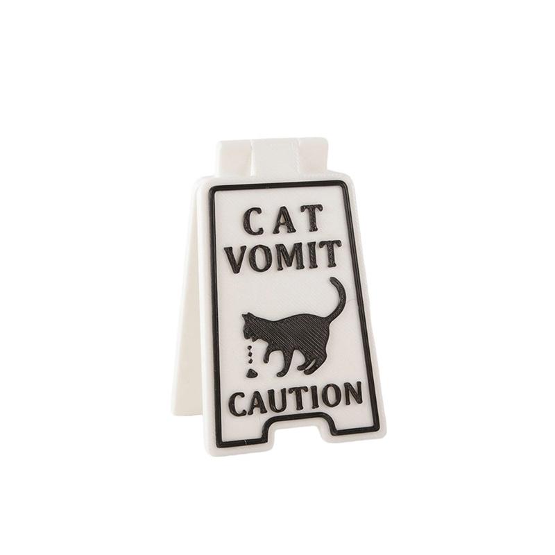 Funny Cat Vomit Caution Sign, Humorous Desk Sign For Cat Lovers Office Decor Unisex Gift For Coworkers Versatile Room Decor