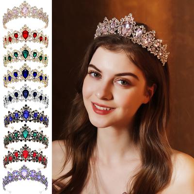 Baroque Retro Bridal Rhinestone Crown Luxury Wedding Accessories Queen Birthday Party Large Crown
