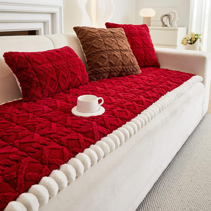 Light Luxury Tafu Velvet Sofa Cushion, Winter Model, High-End Thickened Steamed Bread Cushion, Sofa Cover, Non-Slip.