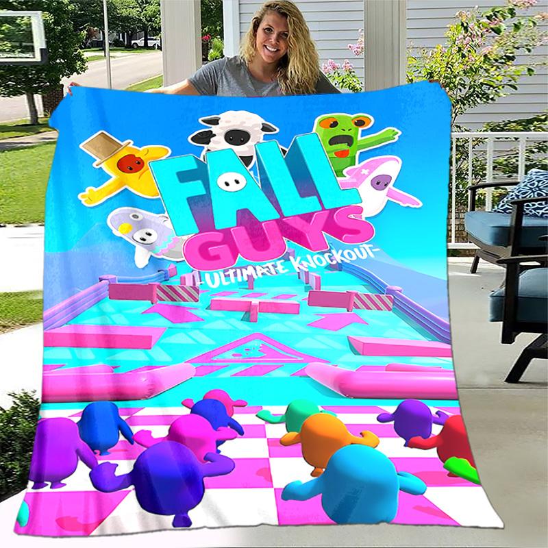 Game Fall guys printed throw blanket—lightweight,soft,warm;versatile blanket all seasons—perfect air-conditioning throw,nap blanket