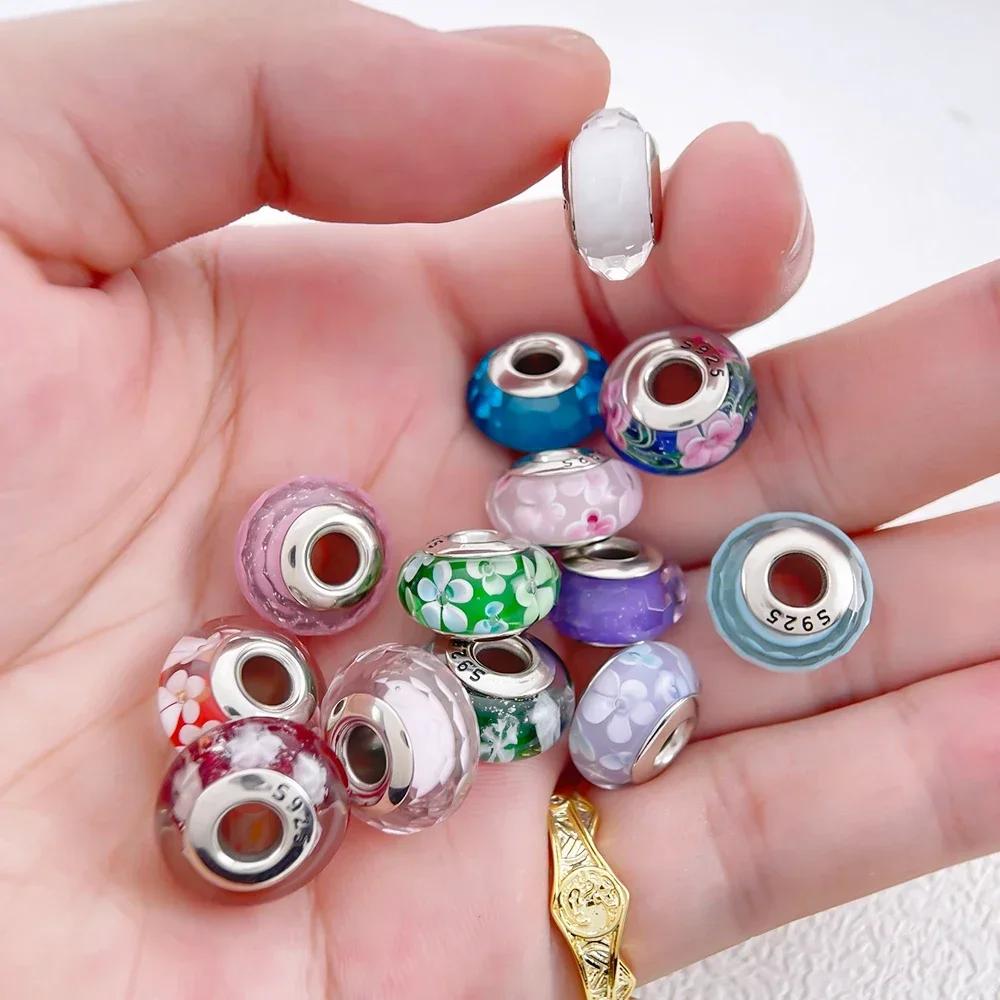 Copperblue Series Crystal Enamel Murano Charming Bead Copper Color Beads Fit Original Bracelet For Women Diy Jewelry Gifts