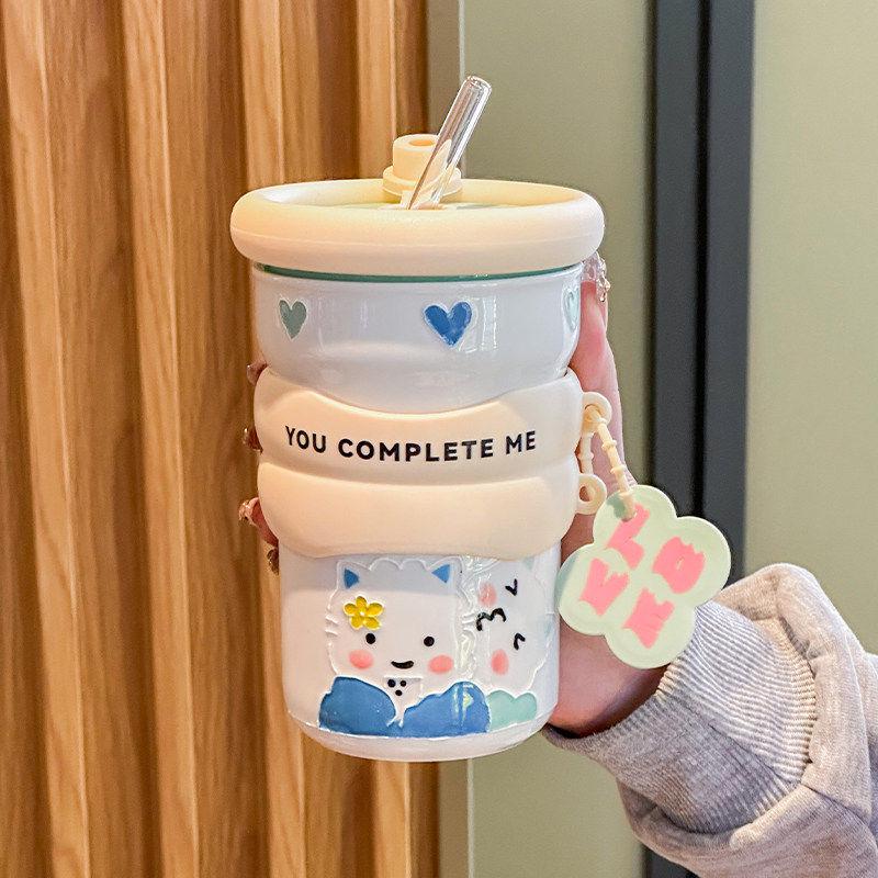 

Cute Heart Cartoon Ceramic Mug Gift Set for Girls & Best Friends One Size