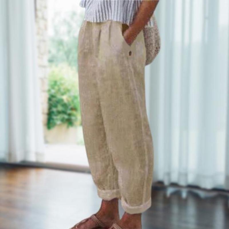 Fashion Popular Harem Pants Solid Color Pockets Summer Elastic Waist Straight Leg Sweatpants Streetwear