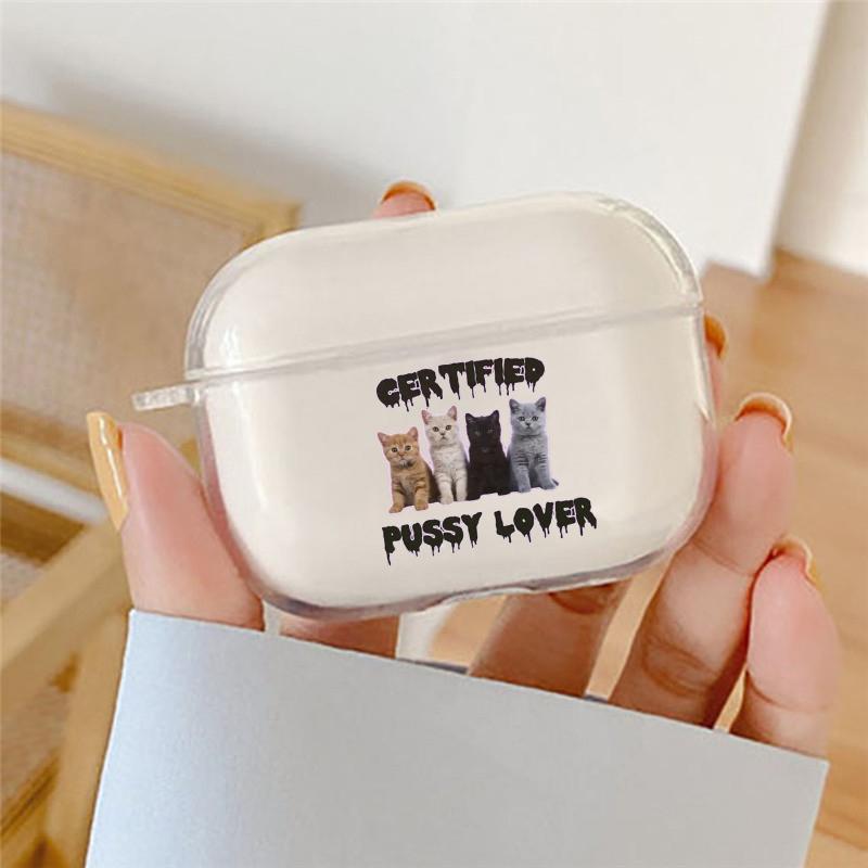 Cool Funny Cat for AirPods 4 2024 Cases Clear Wireless Bluetooth Earphone Case for Apple Airpods 1 2 3 Pro 2 Protective Cover
