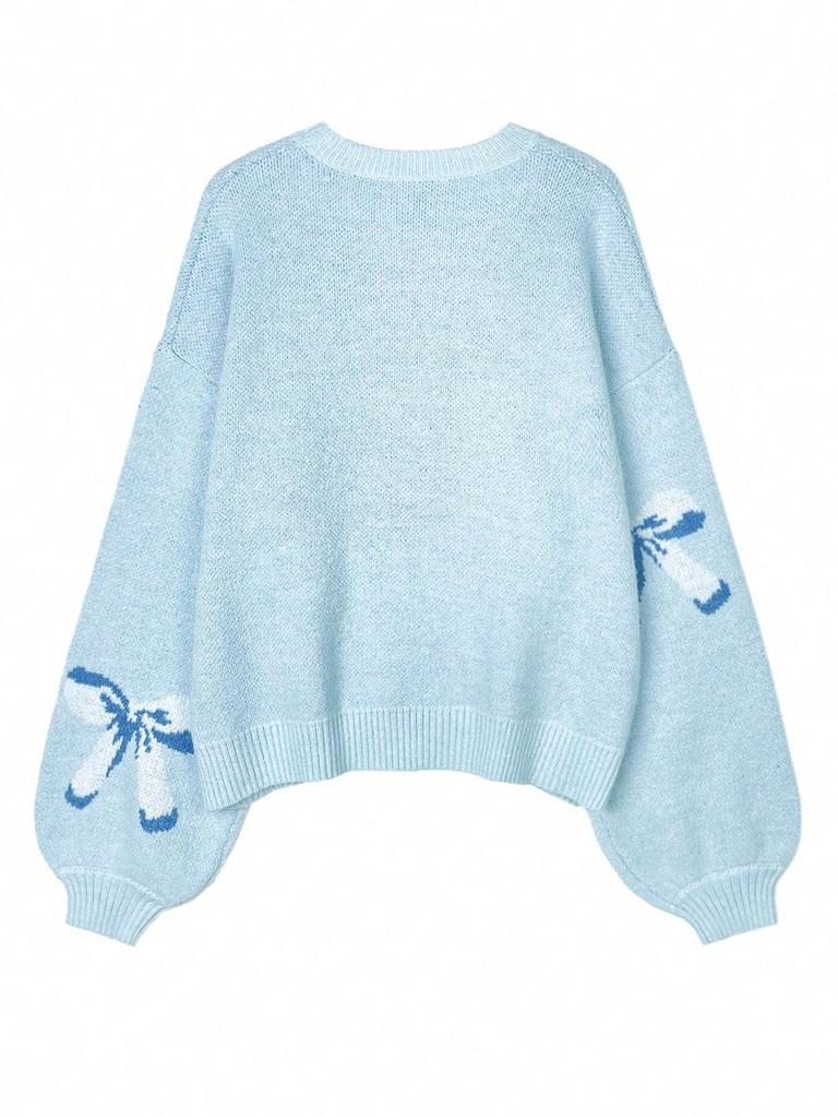 European & American Women's Autumn/Winter Knit Sweater: Bow, Loose Pullover 5013