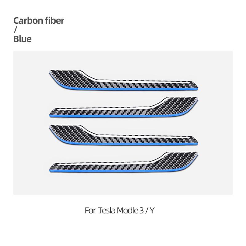 Carbon Fiber Car Door Handle Sticker For Tesla Model 3 Model Y -2022 Door Wrap Cover Paste Trim AutoTuning