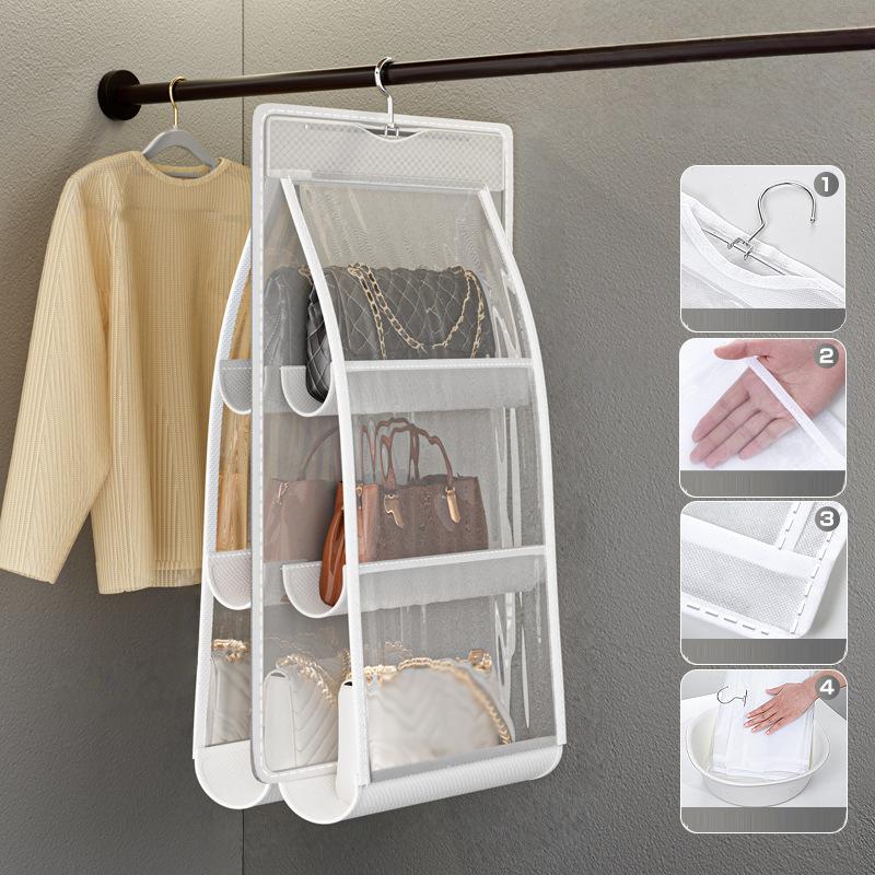 תיק יד תלייה תיק אחסון תיק תלייה לאחסון לא ארוג רב-שכבתי אחסון לארון תיק אחסון דו-צדדי עמיד בפני אבק