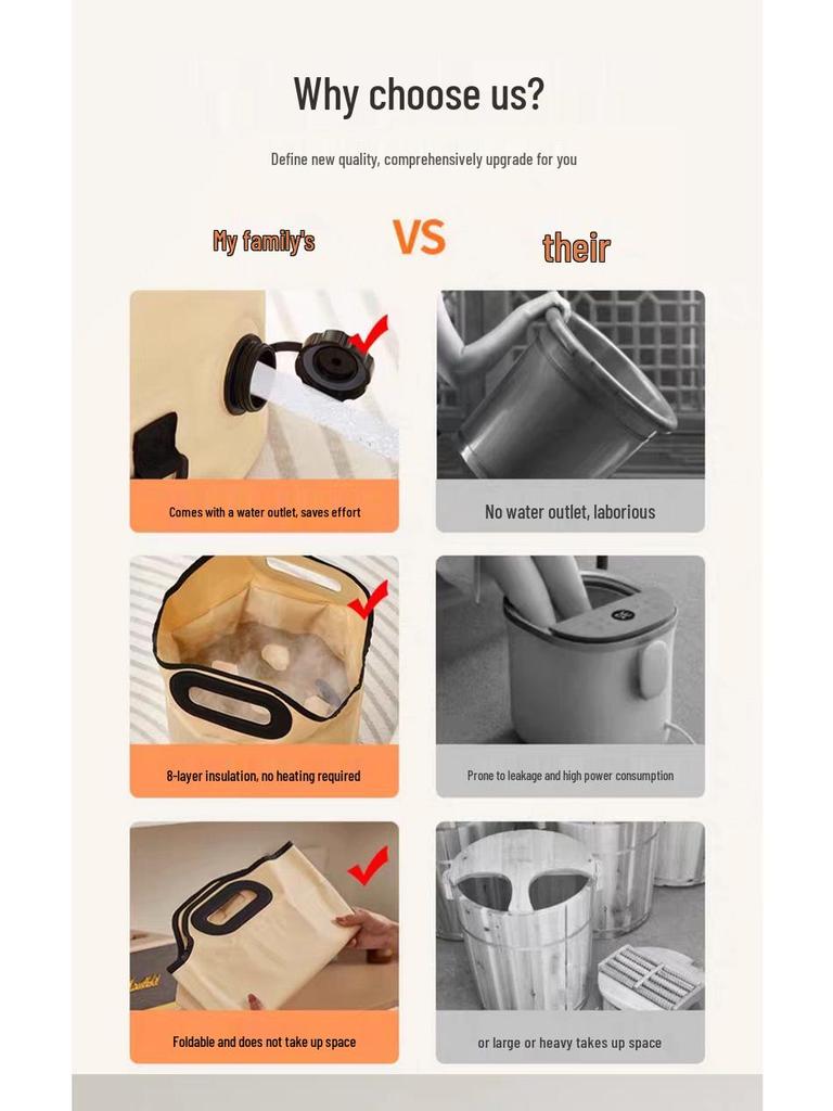 Foldable Large-Capacity Foot Bath Basin with Constant Temperature & Multifunctional Steaming