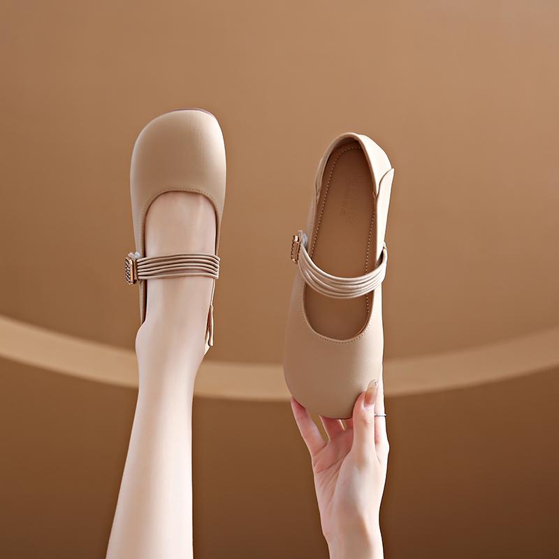 Chaussures de ballet pour femmes à la mode Chaussons décontractés à bout rond Chaussures Mary Jane pour femmes Jolies ballerines kaki Chaussures décontractées pour femmes