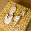 Summer Soft-soled H Slippers Beach Mid-heeled Sandals Small Gold Buckle Open-toe Slippers Women's Casual One-word Drag