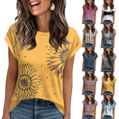Camiseta Feminina Casual de Trabalho Moda Manga Curta Gola Redonda