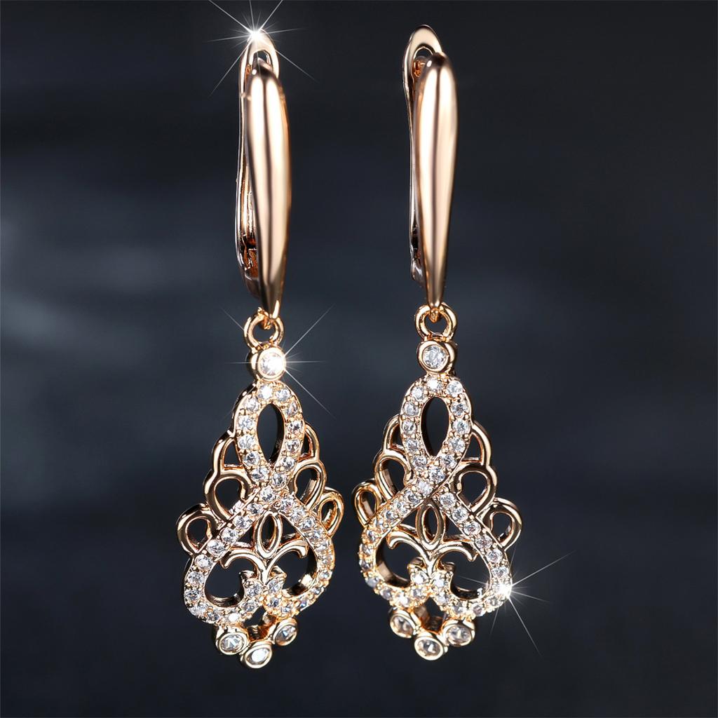 Luxury Female Small White Zircon Stone Clip Earrings Charm Gold Color Wedding Jewelry For Women
