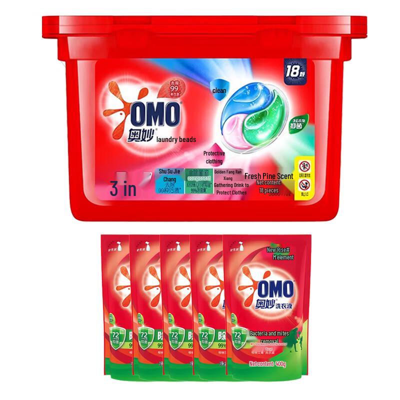 OMO Fresh Eucalyptus Laundry Pods & Antibacterial Laundry Detergent Combo