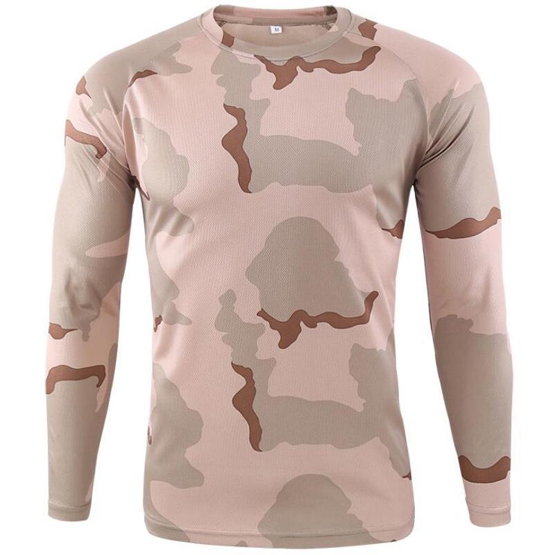 T-shirt a Maniche Lunghe Camouflage alla Moda Casual Autunnale Streetwear da Uomo T-shirt Stampate 3D Tendenza Traspiranti Magliette Sportive Pullover