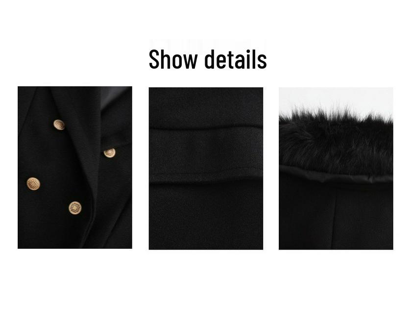 Men's Plus Size Double-Breasted Fur Collar Wool Coat