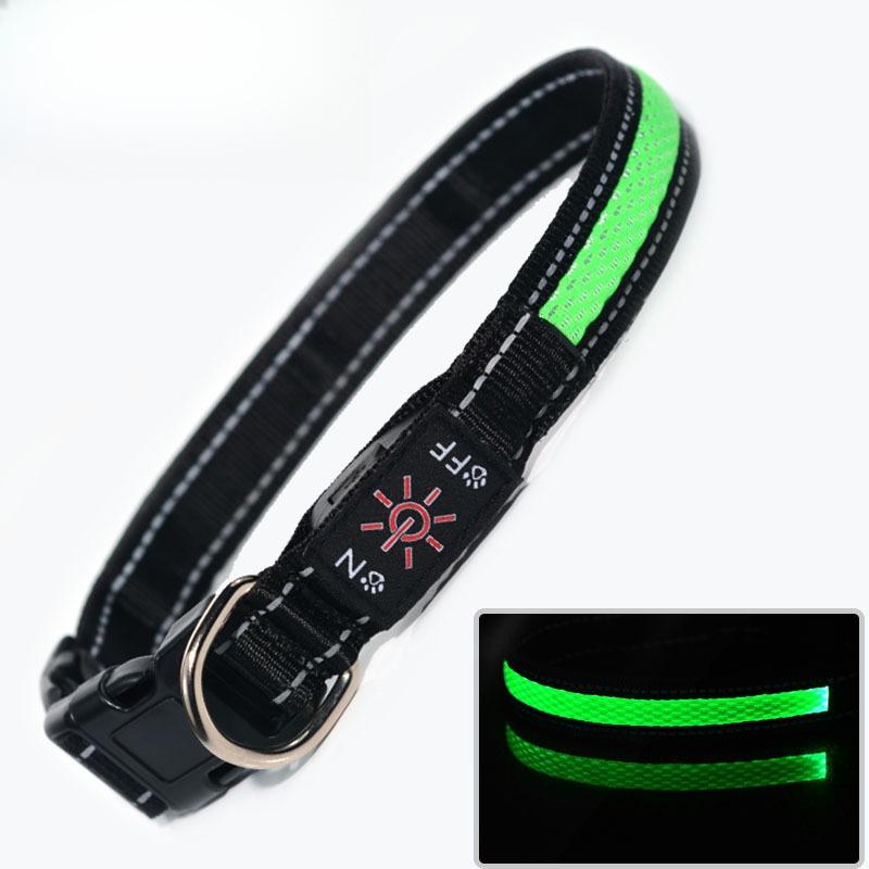LED Light Dog Collar Rechargeable USB Three Modes LED Collars for Small Medium Dog Safety At Night Breathable Nylon Pet Choker