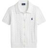 Polo Enfärgad Enkelknäppt Kortärmad Stickad Topp Damtoppar Vit 211963486-001