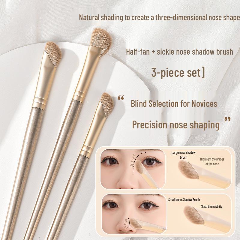 Sickle-Shaped Nose Contour Brush: Half-Fan Slanted Head for Highlighting, Contouring, and Shading. Ideal Small Brush for Beginners.