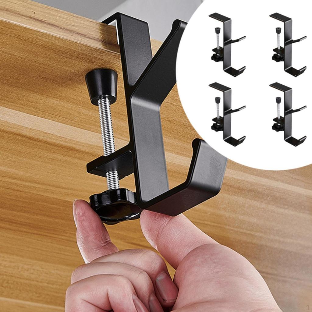 4 Pieces Desk Mount Bag Holders Clamp on Backpack Hanger Saving Space Storage Practical Adjustable