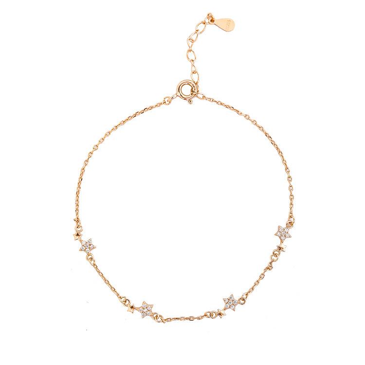 Βραχιόλι 925 Silver Star Fashion Κορεάτικο Διπλό Βραχιόλι Κρυστάλλινο Αστέρι με πέντε άκρες