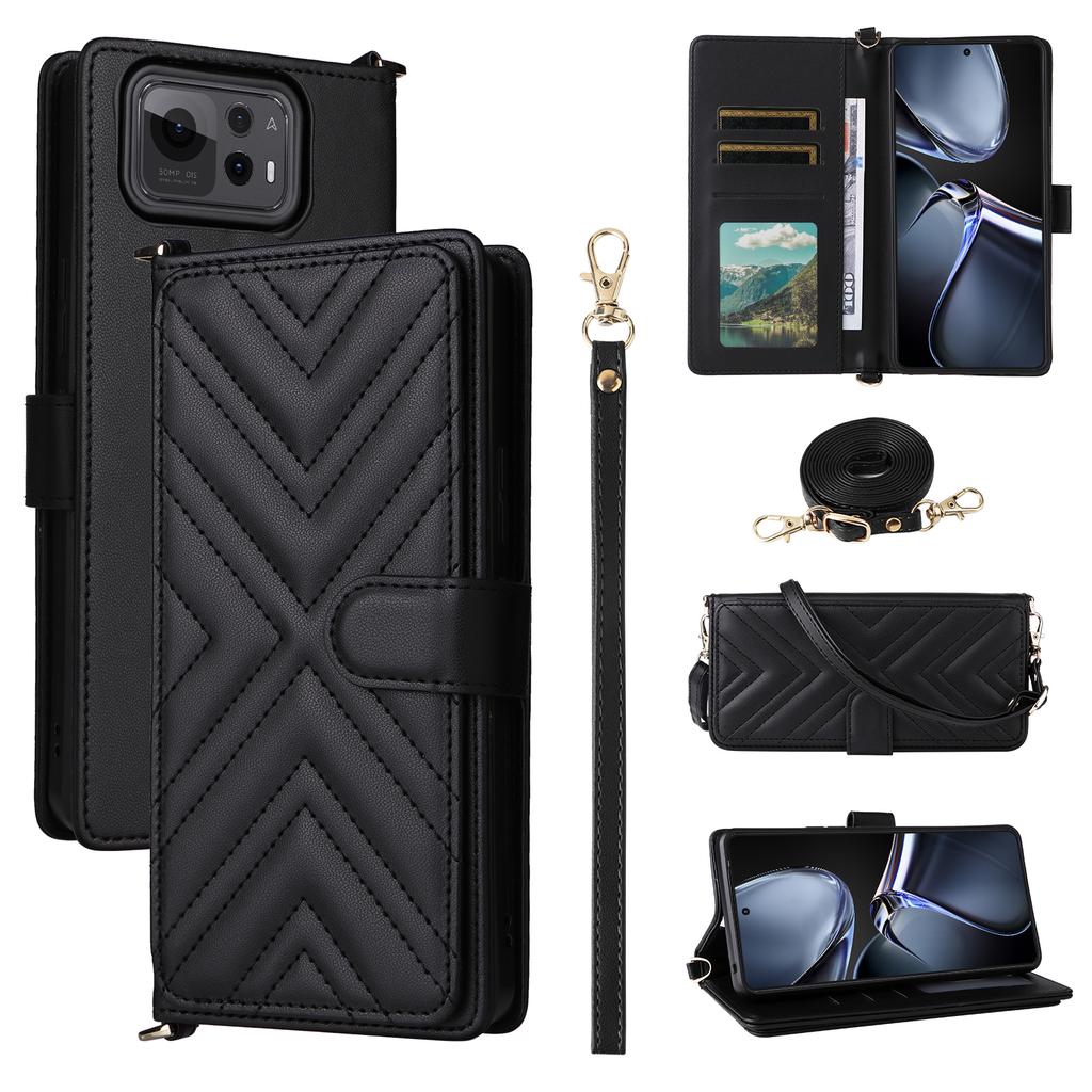 Etui Portfelowe na Asus Zenfone 12 Ultra 5G z Paskiem na Ramię/Nadgarstek Skórzane Etui na Telefon z Podstawką