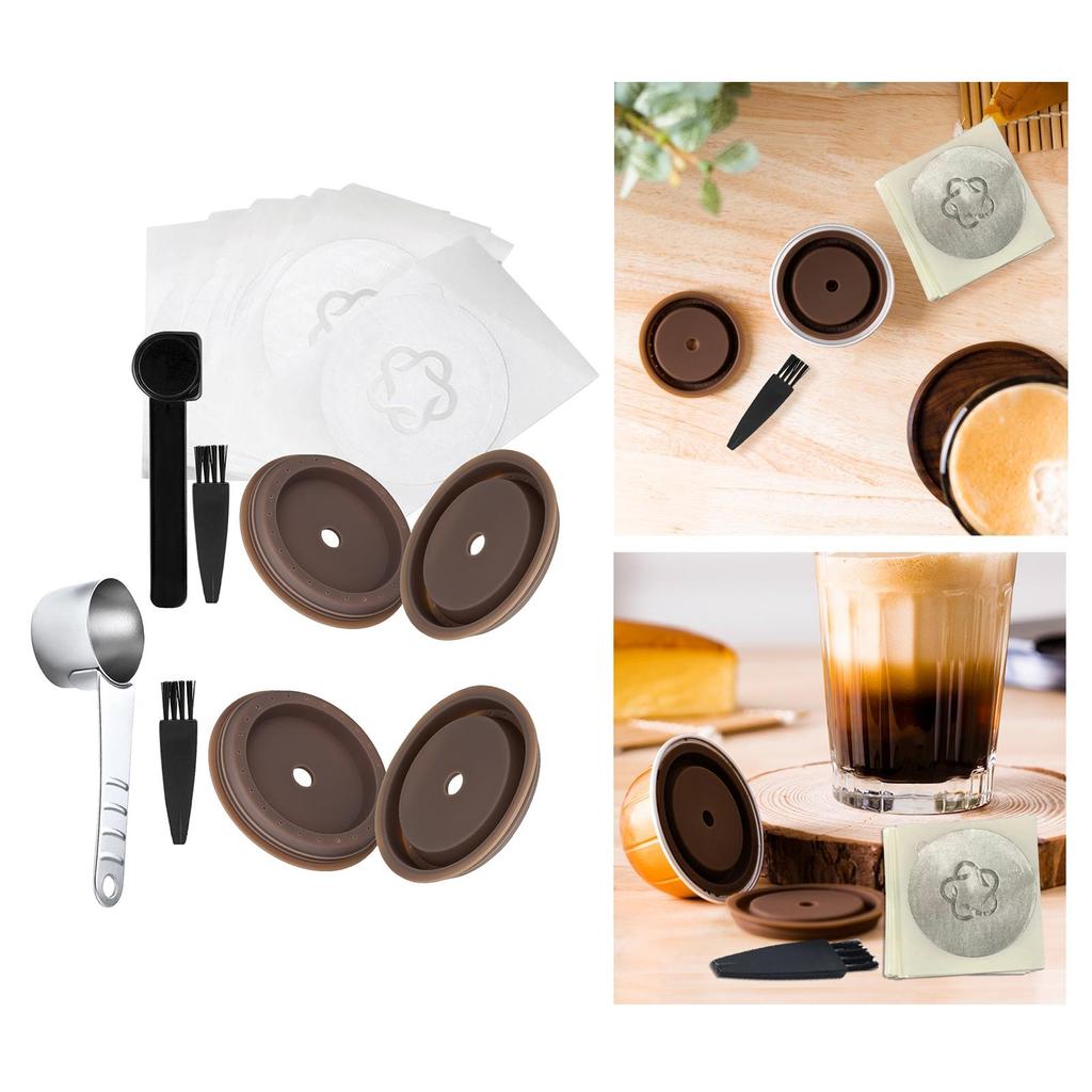 Coffee Discs W/ Aluminum Refillable Pieces Lids, W/ Metal Spoon Coffee Set for Coffee Maker for for for