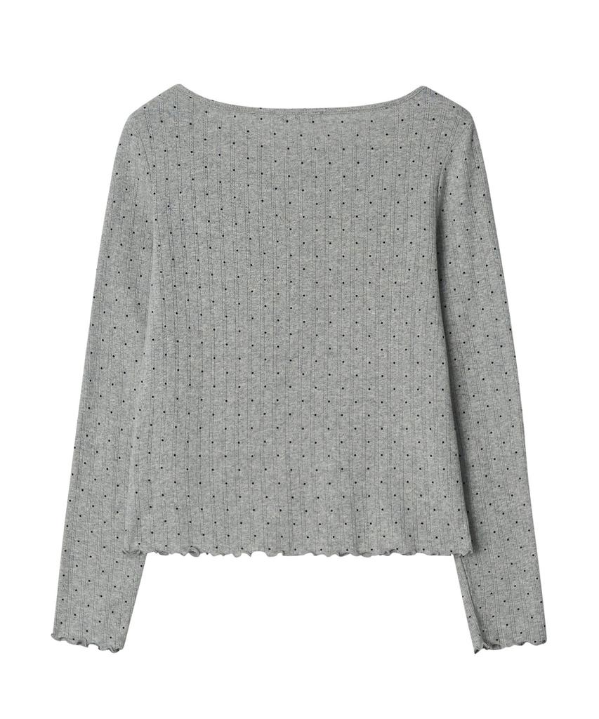 Nyuluki Dot Eyelet T-Shirt _Melange Gray