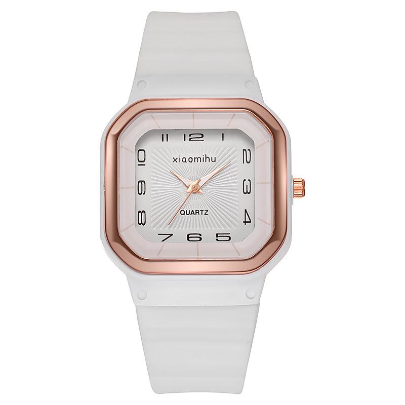 

Korean Style Women s Minimalist Square Quartz Watch білий