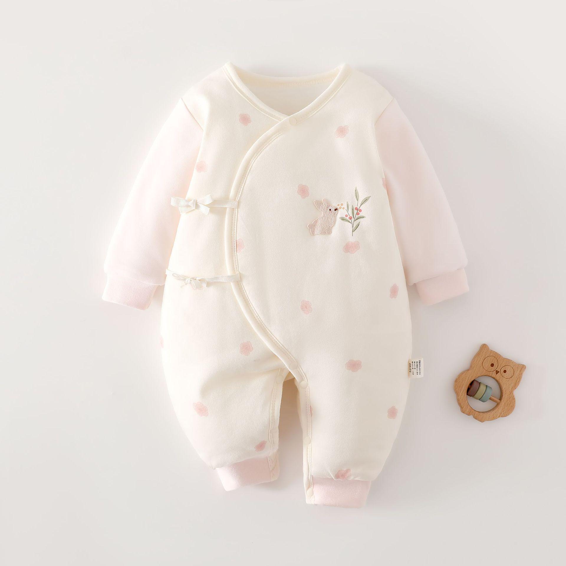 120g Thickened Cotton Butterfly Baby Jumpsuit - Newborn Padded Crawling Clothes, A-Class Size 52