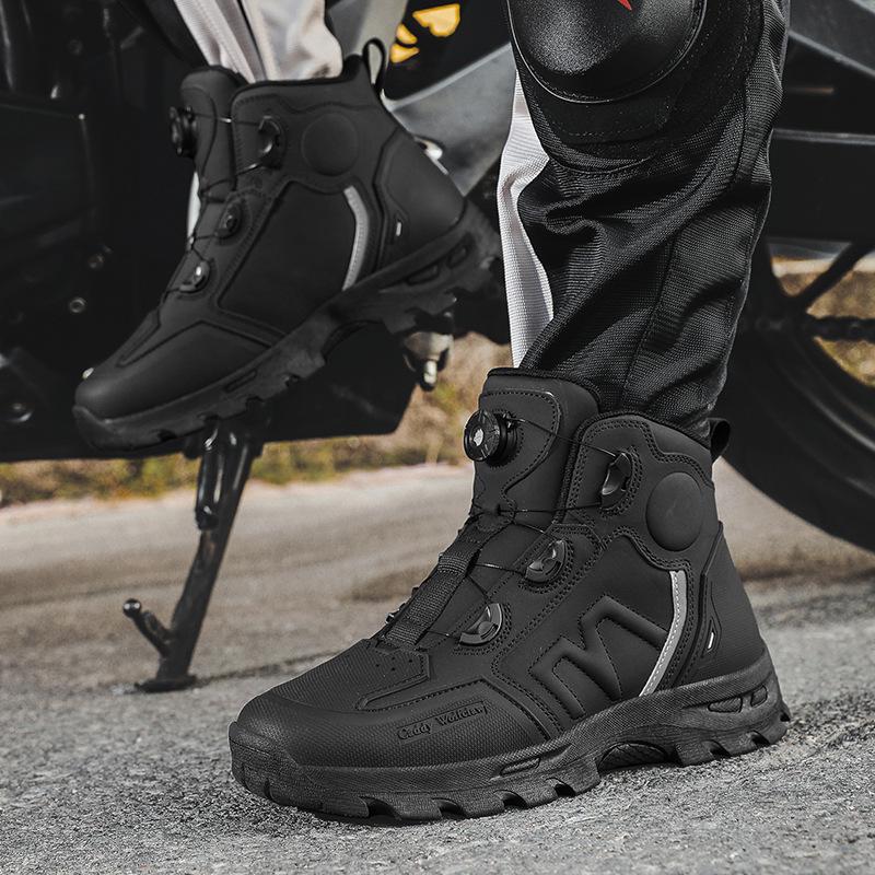 New Arrival Plus Size Mid-Top Motorcycle Racing Shoes: Waterproof, Anti-Fall, Wear-Resistant, Four Seasons Cycling Shoes