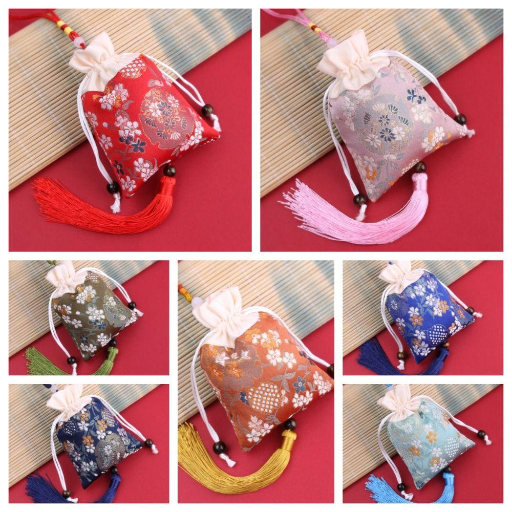 Mini Coin Purse Flower Tassel Drawstring Bag Beaded Chinese Style Sachet Bag  Outdoor