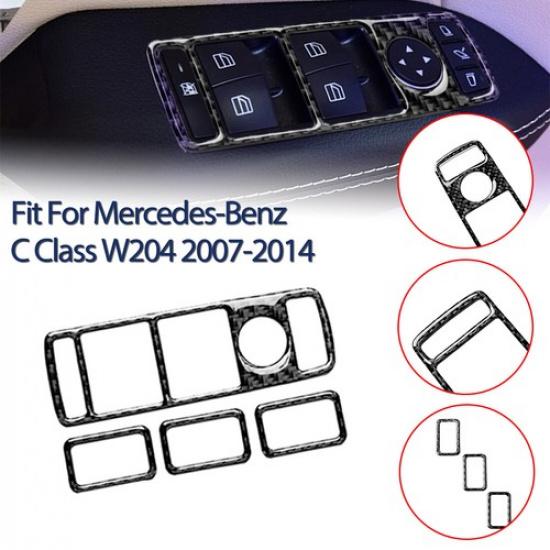 Carbon Fiber Window Lift Switc Panel Trim For Mercedes-Benz C Class W204 07-14-W
