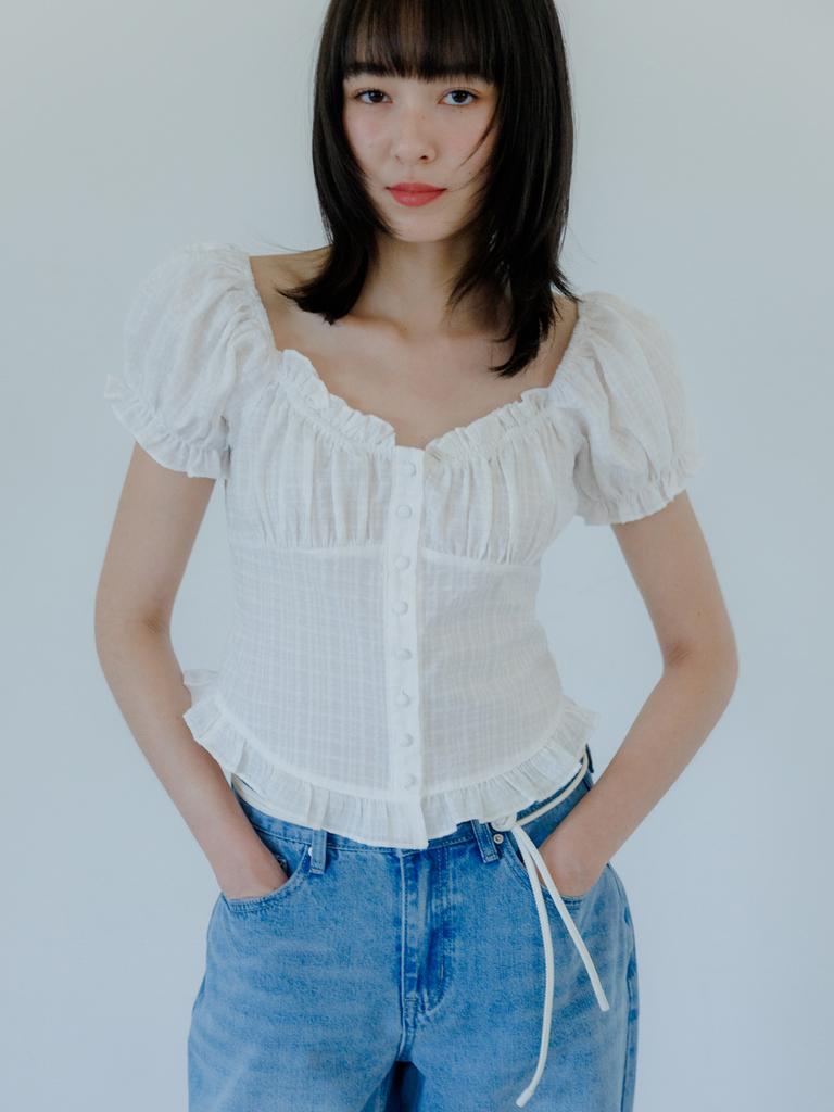 EIGHT DAYS A WEEK Off-Shoulder Frill Blouse Iad517