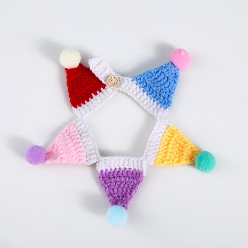 Haustier Handgestrickter Weihnachts-Pentagramm Verstellbarer Katze Hund Wolle Gestrickter Schal Halsband Zubehör